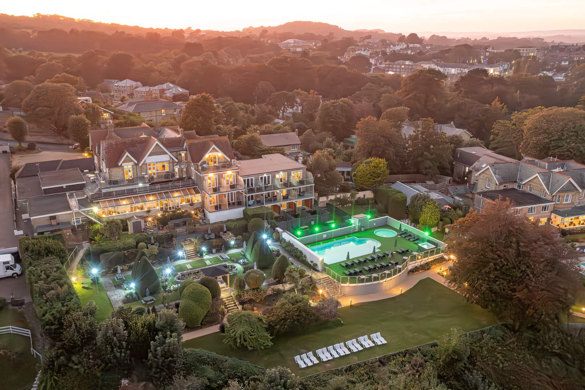 a Luccombe Hall Hotel and Grounds Aerial View, Shanklin, Isle of Wight